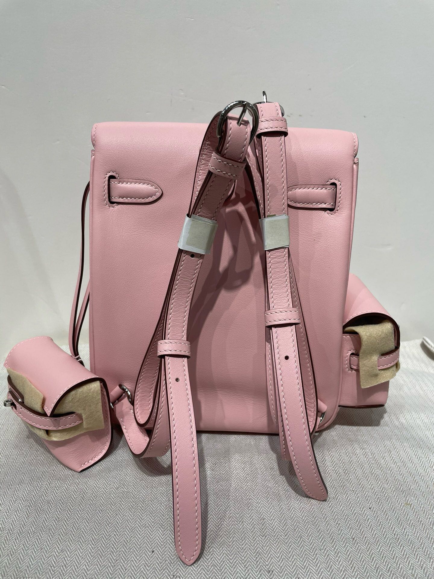 Hermes Kelly Ado Pockets Backpack In Pink Swift Leather